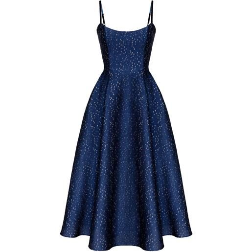 POST MERIDIEM abito midi effetto jacquard con corpetto - blu