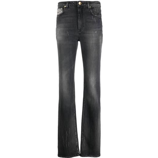 Roberto Cavalli jeans dritti con effetto vissuto - nero