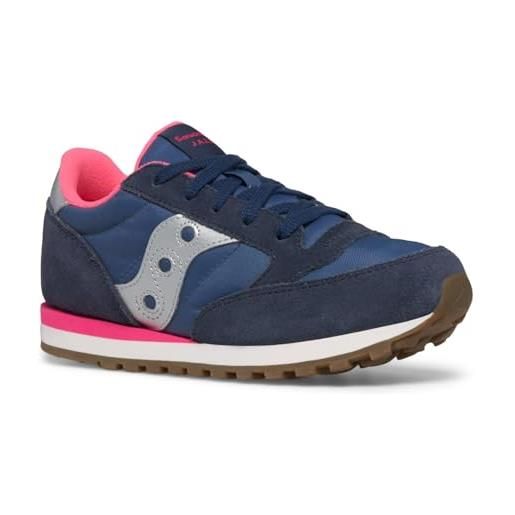 Saucony Originals jazz original, scarpe da ginnastica unisex-bambini e ragazzi, navy argento rosa, 32 eu