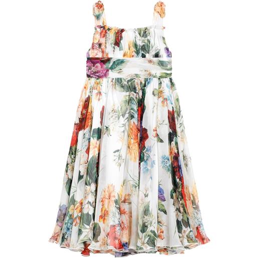 Dolce & Gabbana Kids abito in seta a fiori - bianco