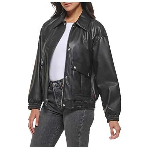 Levi's giacca bomber da donna in ecopelle leggera, nero, xs