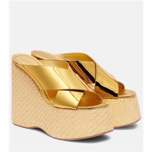 Paris Texas mules mara in pelle metallizzata con zeppa