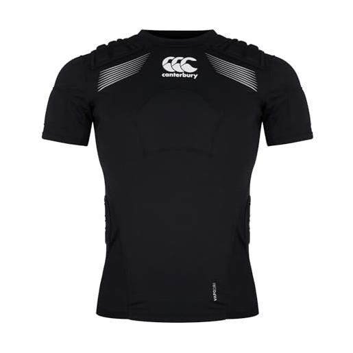 Canterbury gilet da rugby professionale unisex per adulti, protegge petto e spalle, traspirante, leggero e flessibile, nero/bianco/argento, s