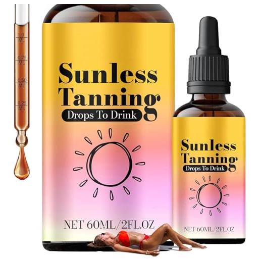 Kanoauo sunless gocce abbronzanti per bere, 60 ml autoabbronzante nutrienti gocce di enhancer marroni | promuove il naturale della pelle, e idratante