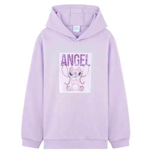 Disney felpe con cappuccio per bambina, morbida felpa - regalo ragazza (punto paillettes viola, 9-10 anni)