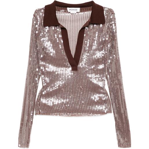 Monse top con paillettes - marrone