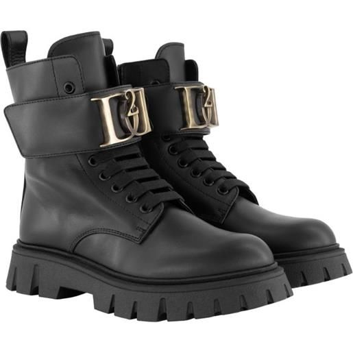 DSQUARED2 KIDS stivaletti con placca logo - nero