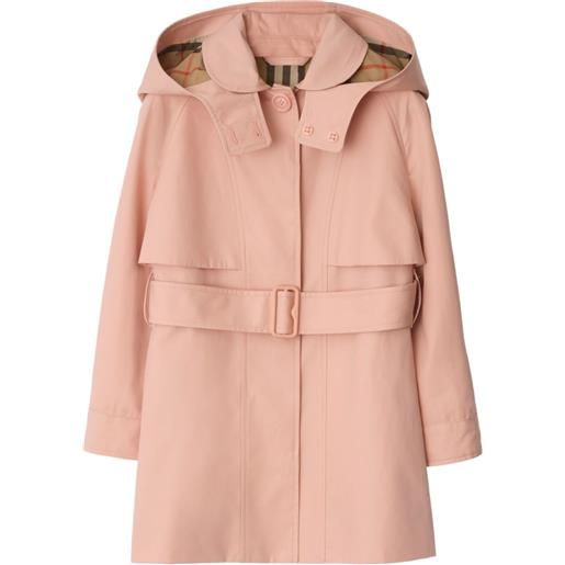 Burberry Kids trench in cotone con cappuccio - rosa