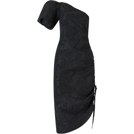 Rosie Assoulin abito midi monospalla in jacquard - nero
