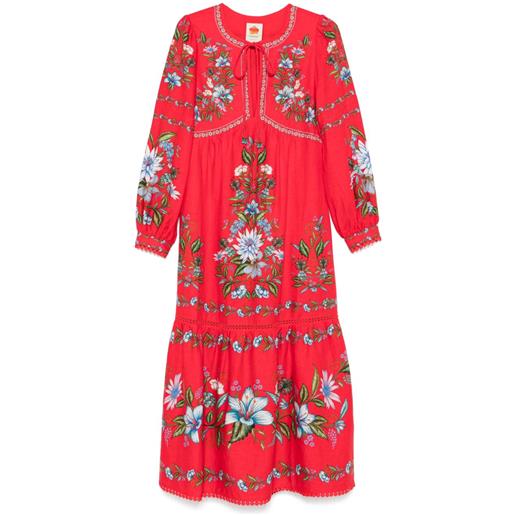 FARM Rio abito con stampa sweet bloom bouquet - rosso