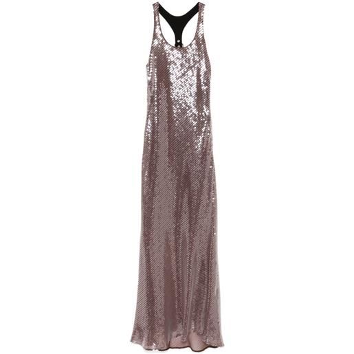 Monse abito con paillettes e inserto in pelle - marrone