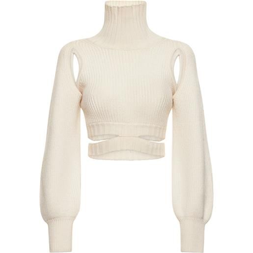 ANDREADAMO maglia cropped in misto lana a costine