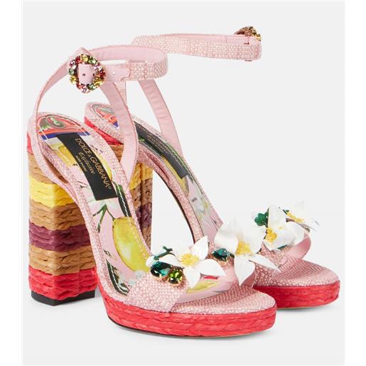 Dolce&Gabbana sandali taormina 135 in rafia con cristalli