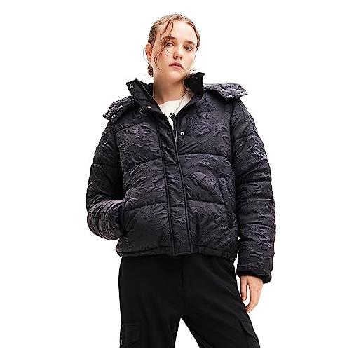 Desigual calgary woman woven padded short overcoat, nero, l donna