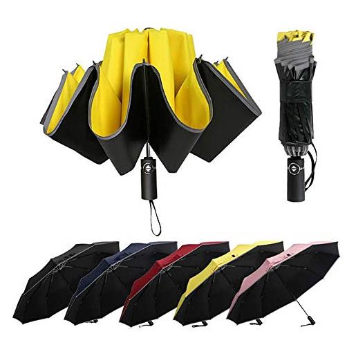 ZFQ ombrello pieghevole automatico, ombrello da golf 120cm, antivento resistenza pioggia ombrello con 10 stecche rinforzate, portatile compatto ombrello da viaggio per uomo e donna, upf 50+