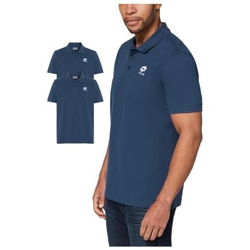 Lotto polo set da 2 pezzi, maniche corte in cotone, logo ricamato in 2 colori - taglie l-5xl - uomo