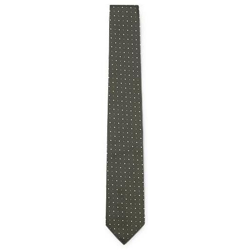 BOSS cravatta in misto seta con motivo jacquard, verde scuro