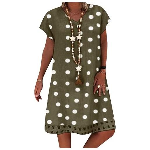 ZICUE abiti midi da lavoro casual per donne abiti a vita libera con scollo a v abito da spiaggia al ginocchio arancione m