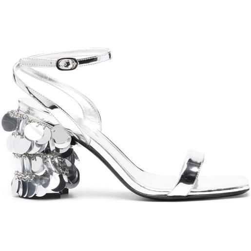 Rabanne sandali con paillettes 95mm - argento