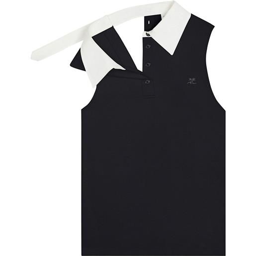 Courrèges polo con applicazione - nero