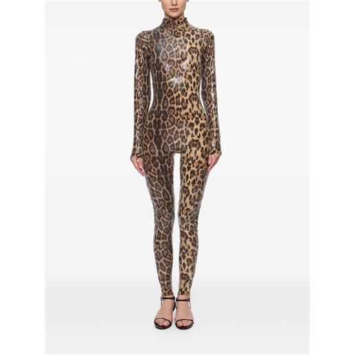Atu Body Couture tuta intera con stampa leopardata - marrone