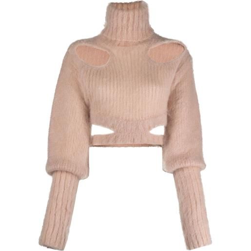 ANDREĀDAMO maglione crop con dettaglio cut-out - rosa