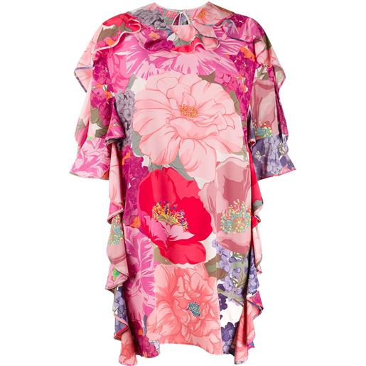 Valentino Garavani abito a fiori con ruches - rosa