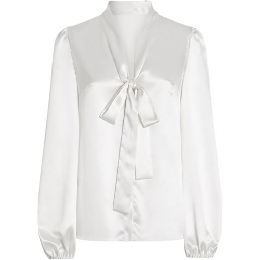 Dolce & Gabbana blusa in raso con nodo sul collo - bianco