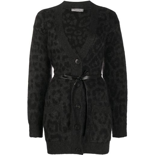 Valentino Garavani cardigan con scollo a v leopardato - grigio