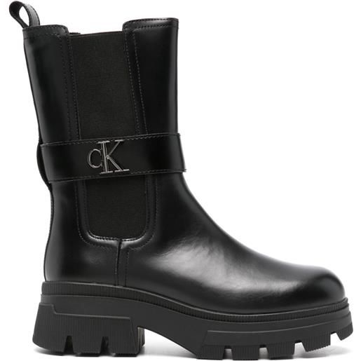 Calvin Klein Jeans stivali chelsea in pelle - nero