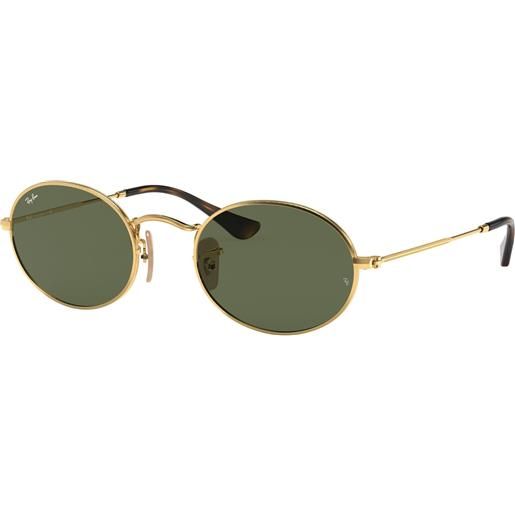 Ray - Ban uomo rb3547n oval 001 occhiali da sole metallo oro verde rotonda normale 54 mm