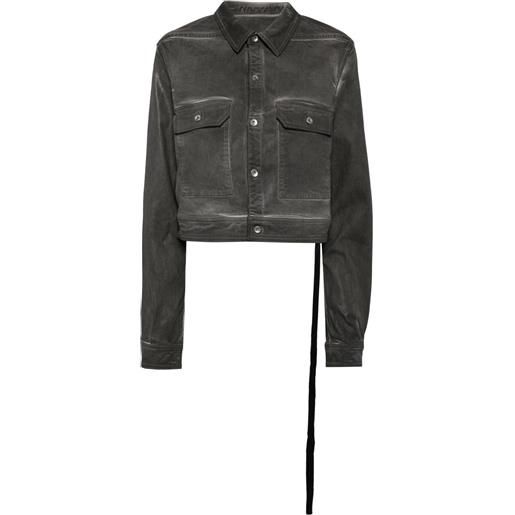 Rick Owens DRKSHDW cape-sleeve denim jacket - grigio
