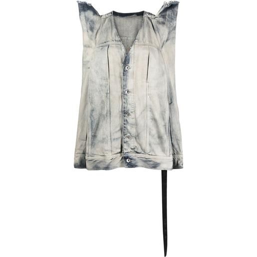 Rick Owens DRKSHDW giacca tec worker denim con dettaglio 3d - blu