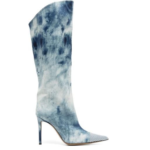 Alexandre Vauthier stivali denim con stampa - blu