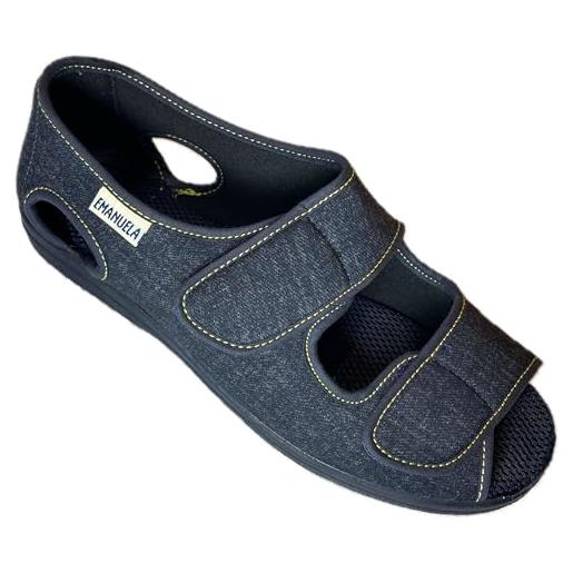 EMANUELA PANTOFOLE emanuela sandali estivi uomo doppio strappo comodi con tomaia leggermente elastica sottopiede traspirante 059 made in itlay (blu emilio, sistema taglie calzature eu, adulto, uomo, numero, media, 44)