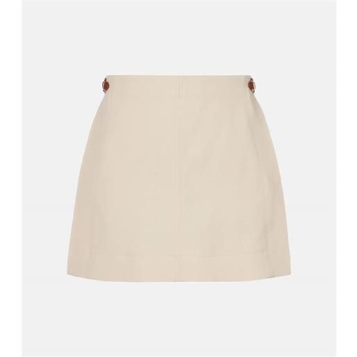Gucci minigonna horsebit in canvas di lino