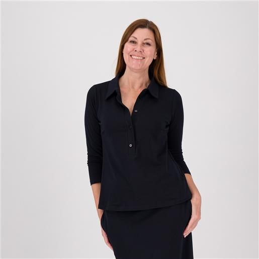 Caterina Lancini polo a maniche lunghe con collo a camicia in jersey di cotone