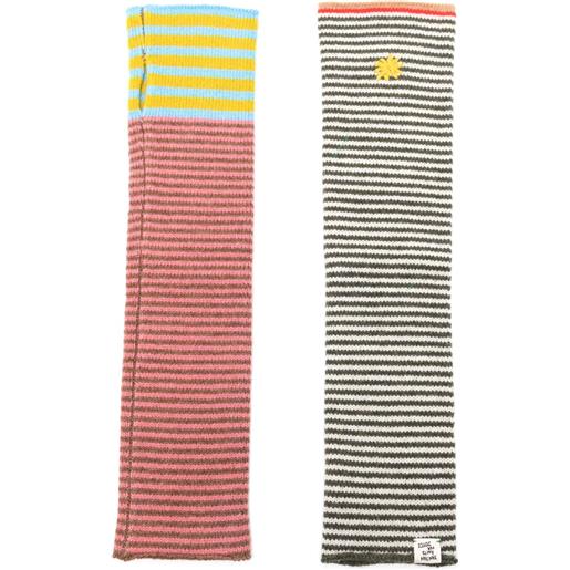 YANYAN KNITS guanti a righe con ricamo - multicolore