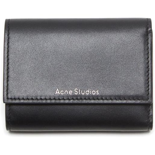 Acne Studios portafoglio tri-fold in pelle - nero