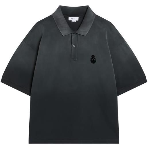 Alexander McQueen polo in cotone con ricamo logo - nero