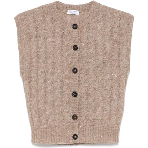 Brunello Cucinelli top in maglia - marrone