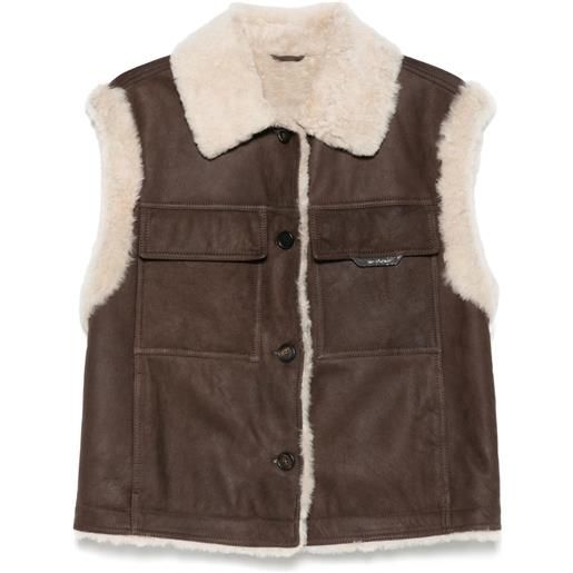 Brunello Cucinelli gilet con collo in shearling - marrone