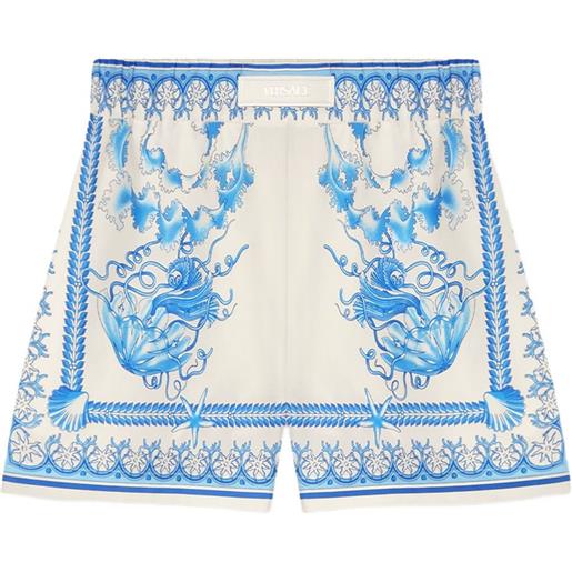 Versace shorts underwater barocco in cotone - blu
