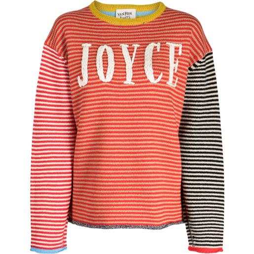 YANYAN KNITS maglione a righe con maniche a spalla bassa - rosso