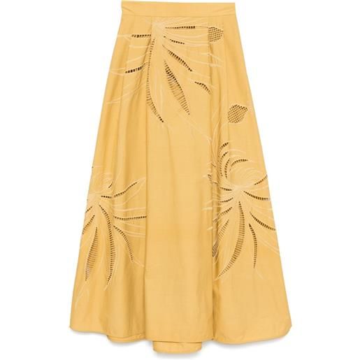 Elie Saab gonna midi con ricamo - oro
