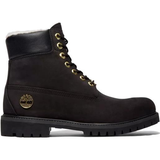 Timberland stivali 6 inch premium con fodera in shearling - nero