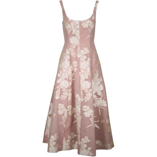 Lela Rose abito midi a fiori - toni neutri