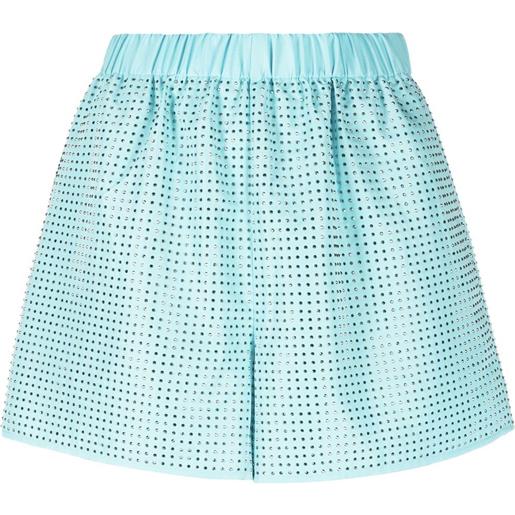 Self-Portrait shorts con strass - blu