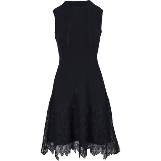 Lela Rose abito corto in maglia con orlo in pizzo - nero