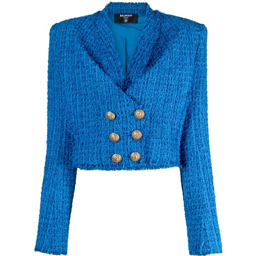 Balmain giacca crop doppiopetto - blu